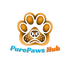 Logo of PurePaws Hub with a paw-shaped design on a white background